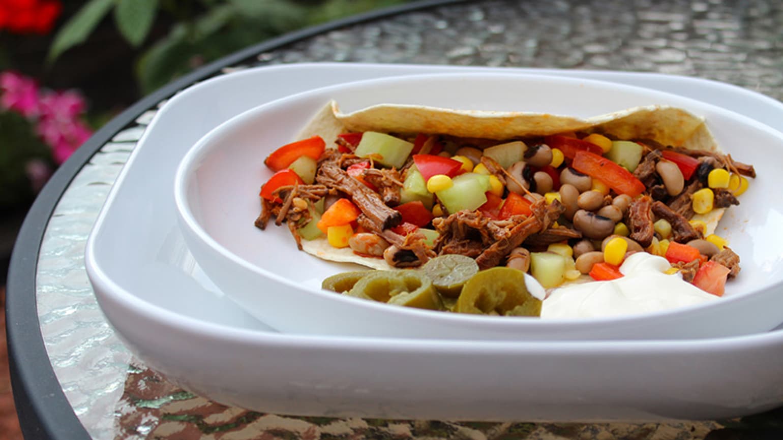 pulled brisket fajitas